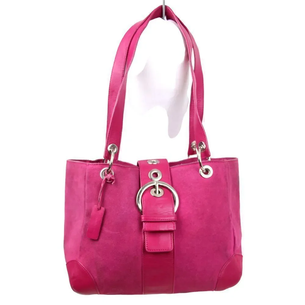 ROOMY BATH & BODY WORKS MAGENTA FAUX LEATHER SUEDE TOTE BOHO SHOULDER BAG PURSE